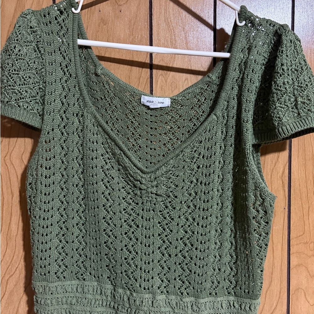Green Knit Women's Top